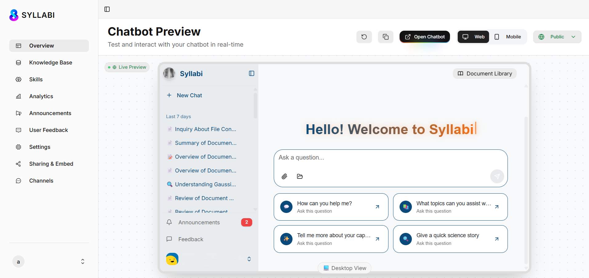 Syllabi Dashboard Mockup